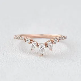 0.2 CT Marquise And Round Curved Moissanite Wedding Band