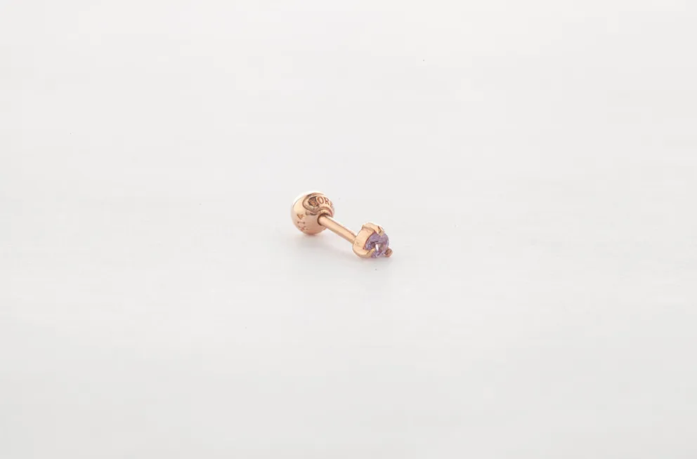 14k 18k Gold 3 Prongs 2mm Natural Pink Sapphire Helix Tragus Cartilage Ball Back Barbell Piercing Earring