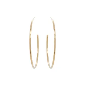 14k Gold Thick Wire Large Hoops