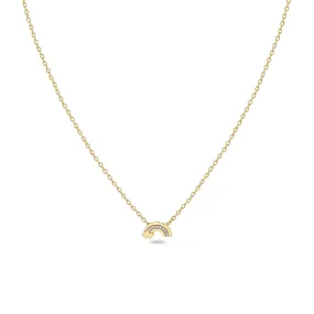 14k Itty Bitty Diamond Rainbow Necklace