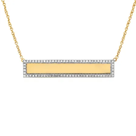 14k Nameplate with Halo Diamonds Necklace