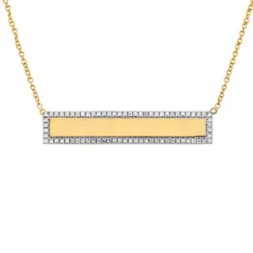 14k Nameplate with Halo Diamonds Necklace