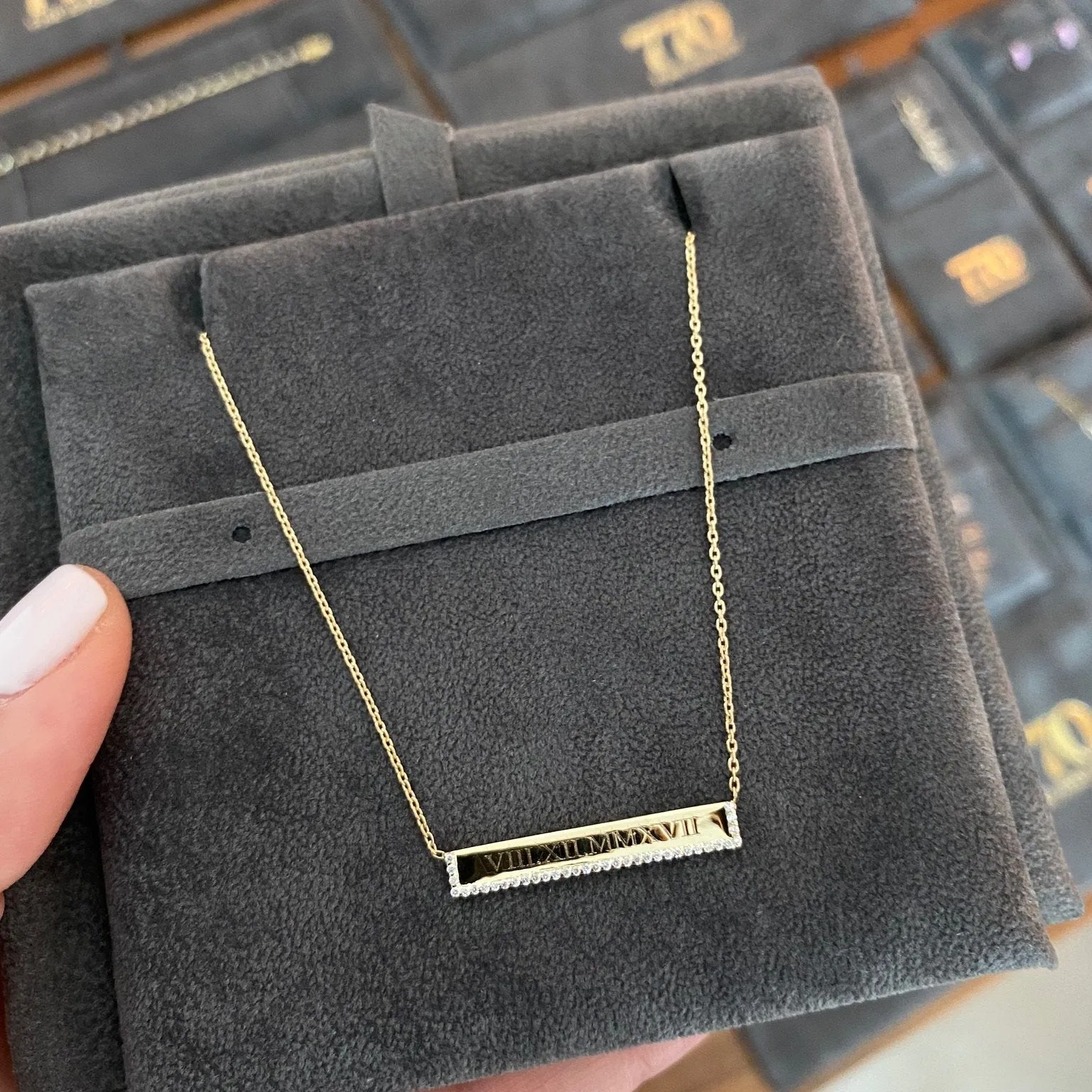 14k Nameplate with Halo Diamonds Necklace