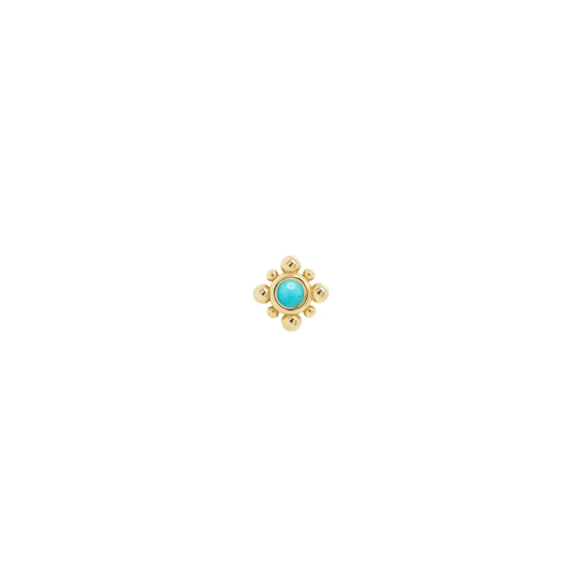 14k Tiny Bead Turquoise Starburst Stud Earrings