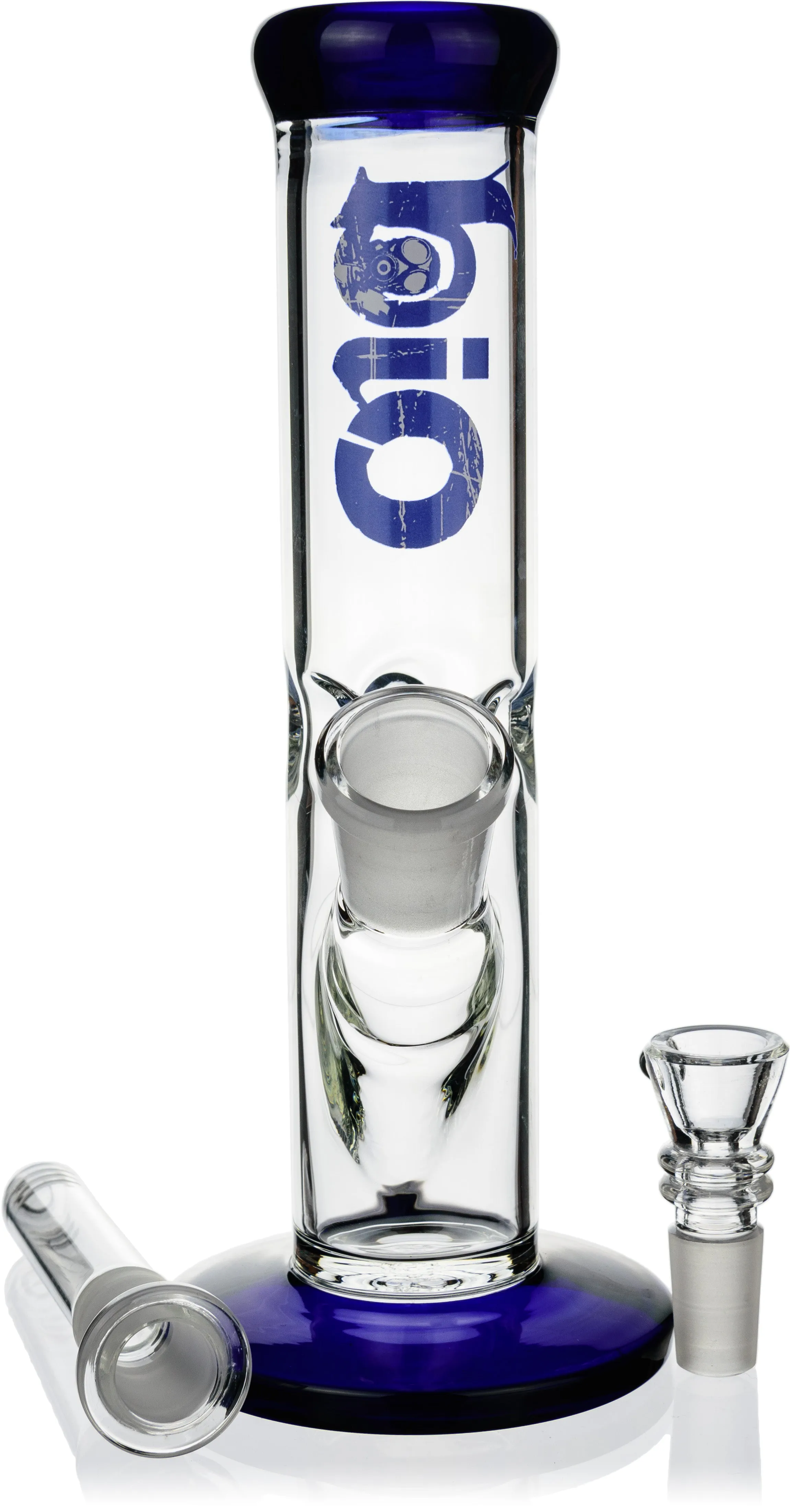 8 Straight Tube Bong w/ Ice Pinch, by Biohazard