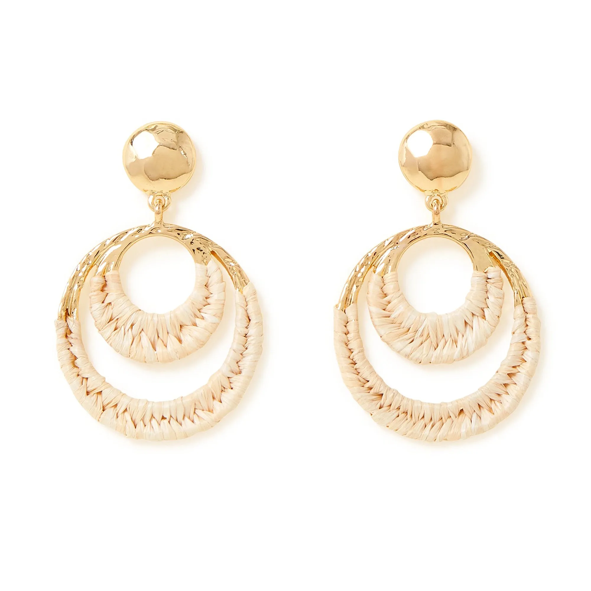 Accessorize London Women's Gold Raffia Textured Metal Statement Earring