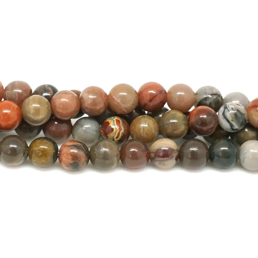 African Petrified Wood Agate  6mm Round - 15-16 Inch