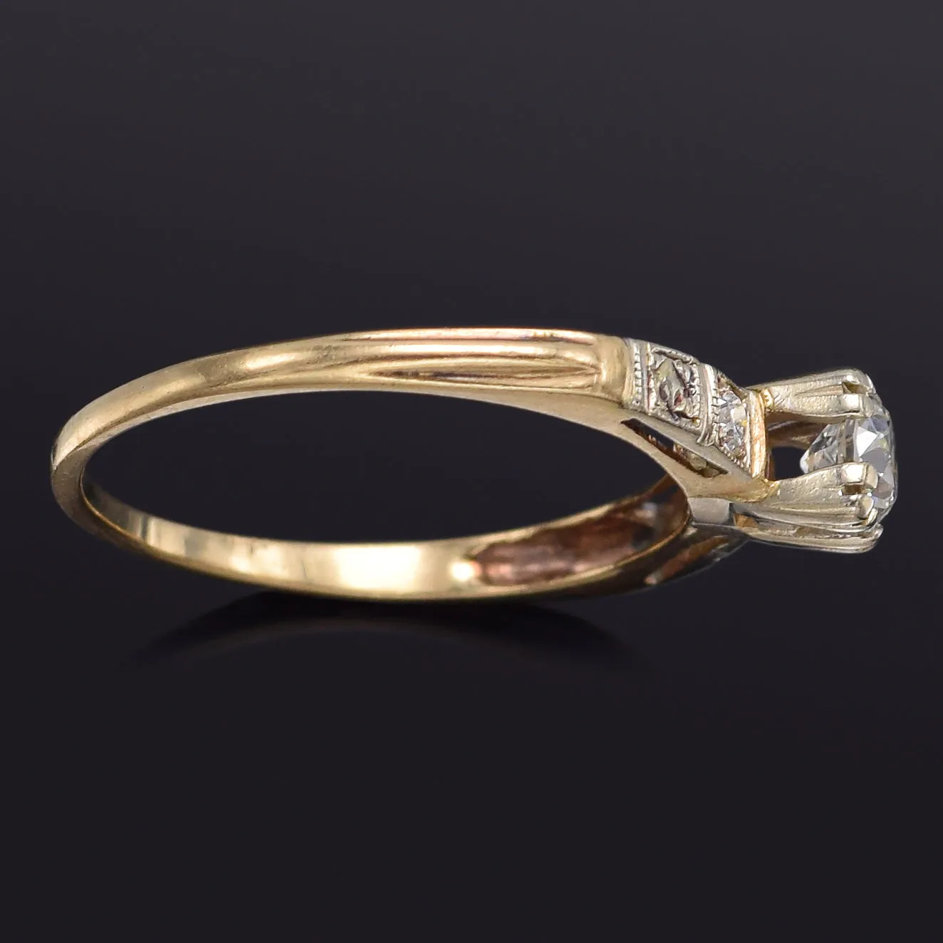 Antique 18K & 14K Yellow Gold 0.38 TCW Diamond Art Deco Band Ring