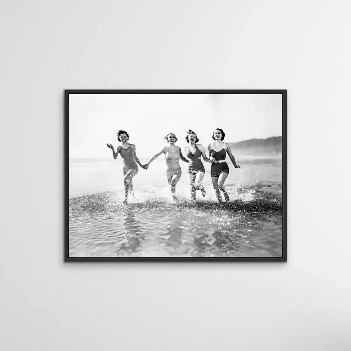 At The Beach - Vintage Photographic Women At Beach Print On Paper Or Canvas