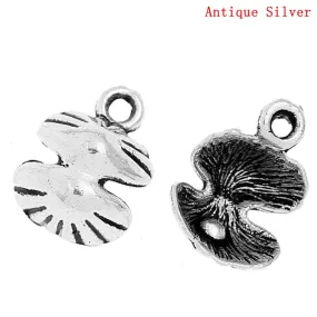 AVBeads Beach Charms Sea Shell Charms Silver 14mm x 11mm Metal Charms 4pcs