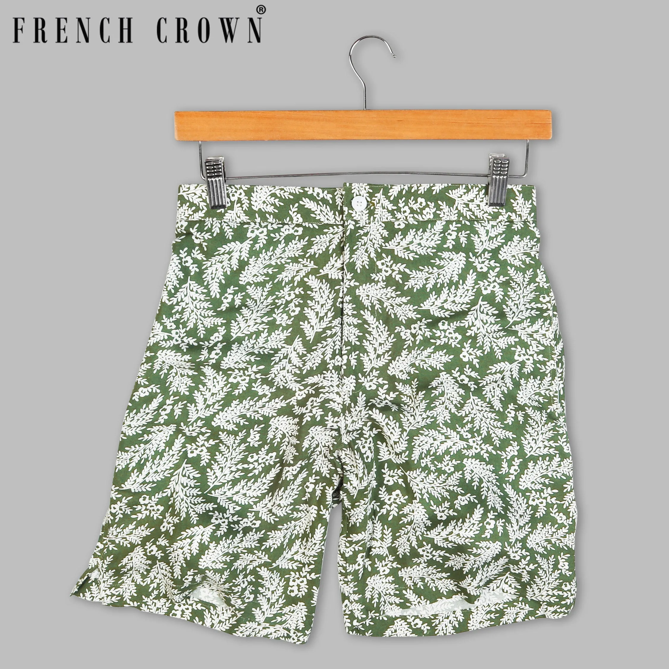 Axolotl & white leaves printed Premium Tencel Shorts