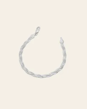 Braided Herringbone Bracelet - Sterling Silver