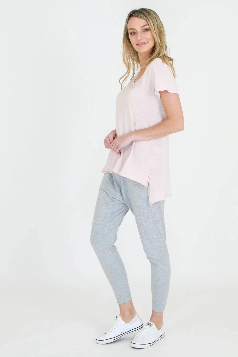 Brighton Crew Neck Tee | Blush Marle