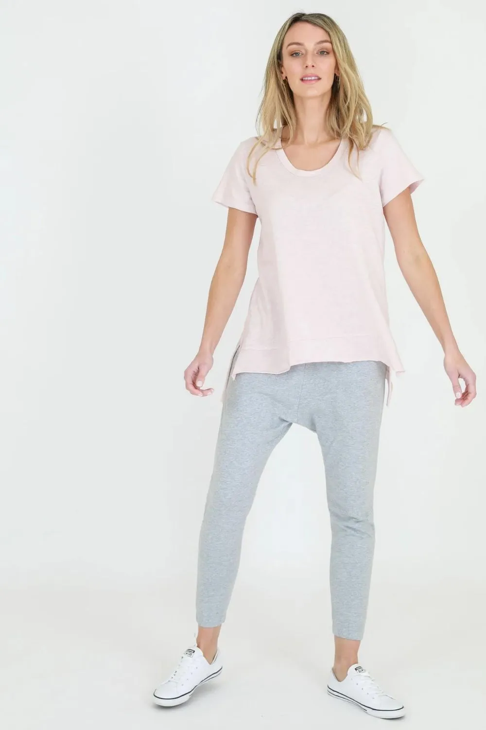 Brighton Crew Neck Tee | Blush Marle