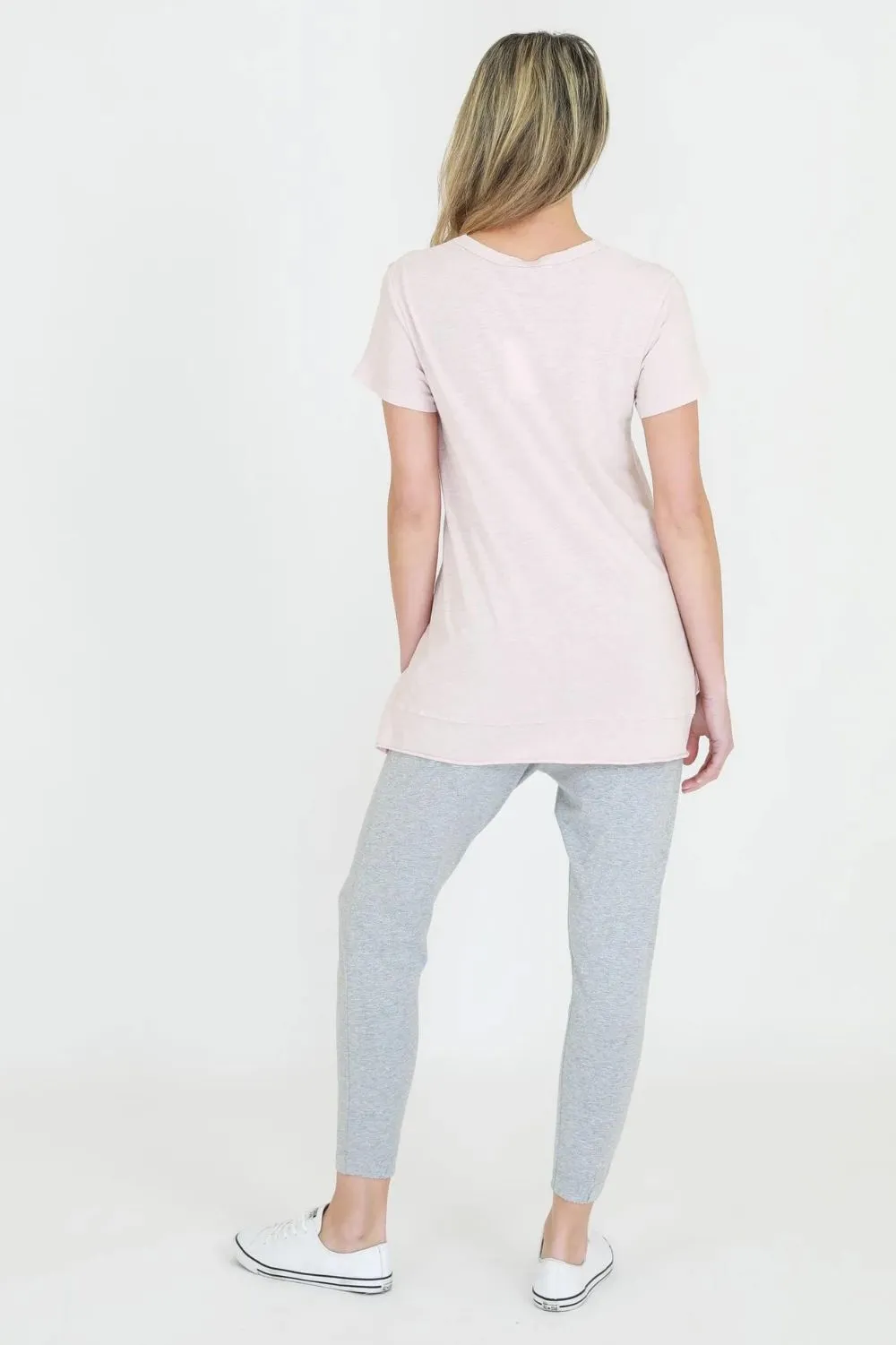 Brighton Crew Neck Tee | Blush Marle