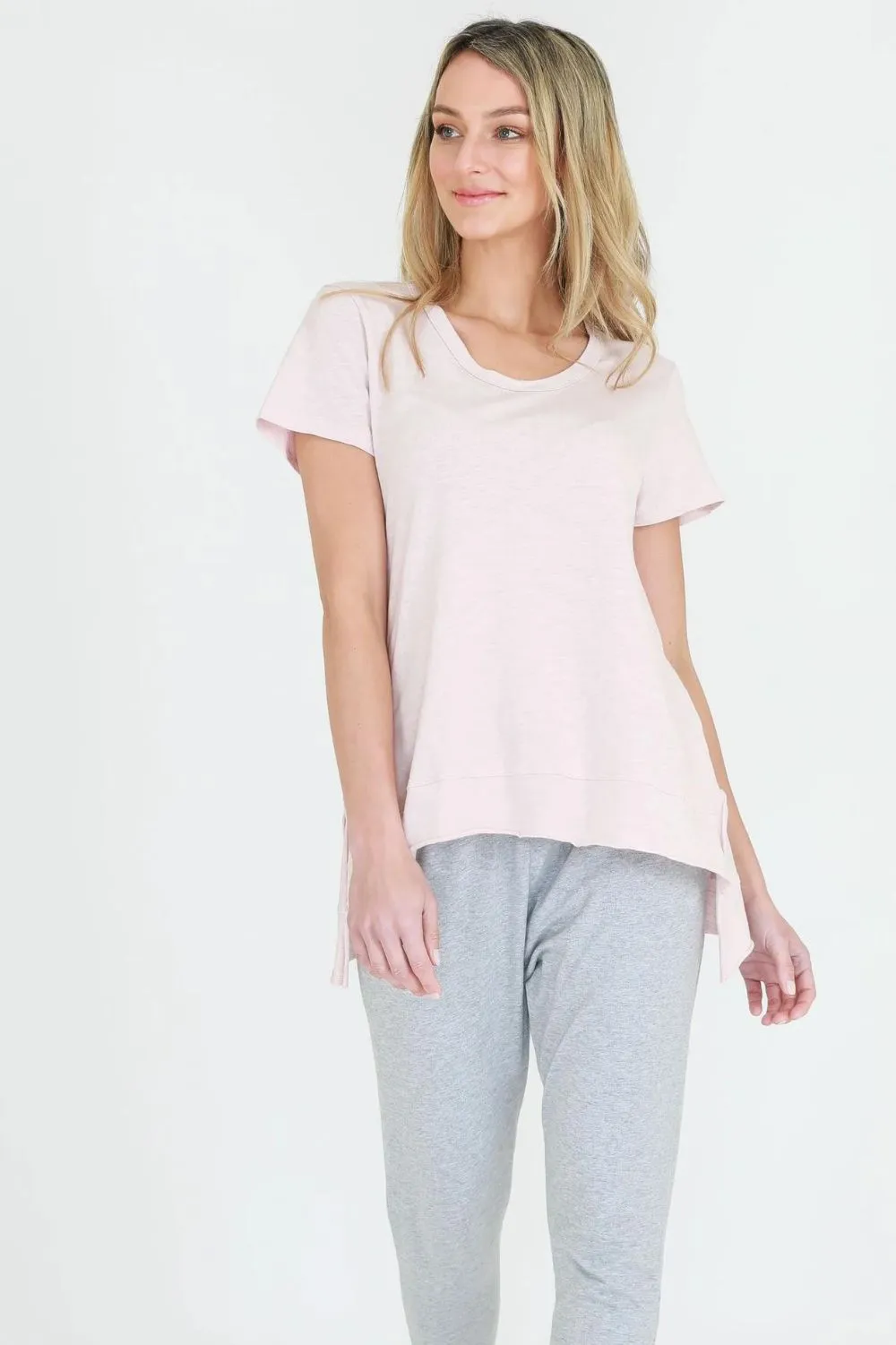 Brighton Crew Neck Tee | Blush Marle