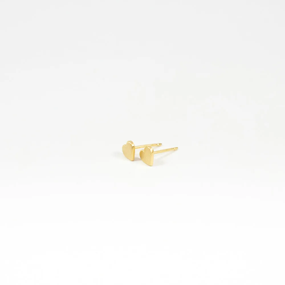 Brushed Gold Vermeil Heart Studs