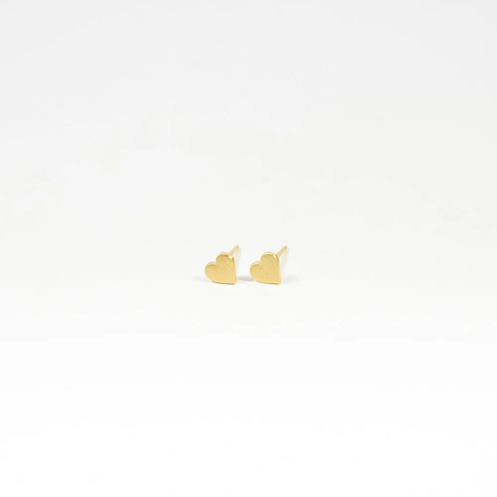 Brushed Gold Vermeil Heart Studs