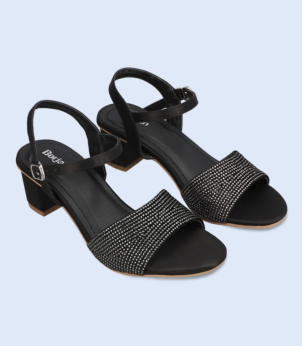 BW10076-BLACK-Women Sandal Heel