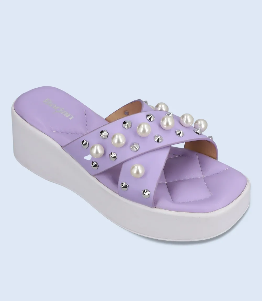 BW6321-LILAC-Women Platform Slipper