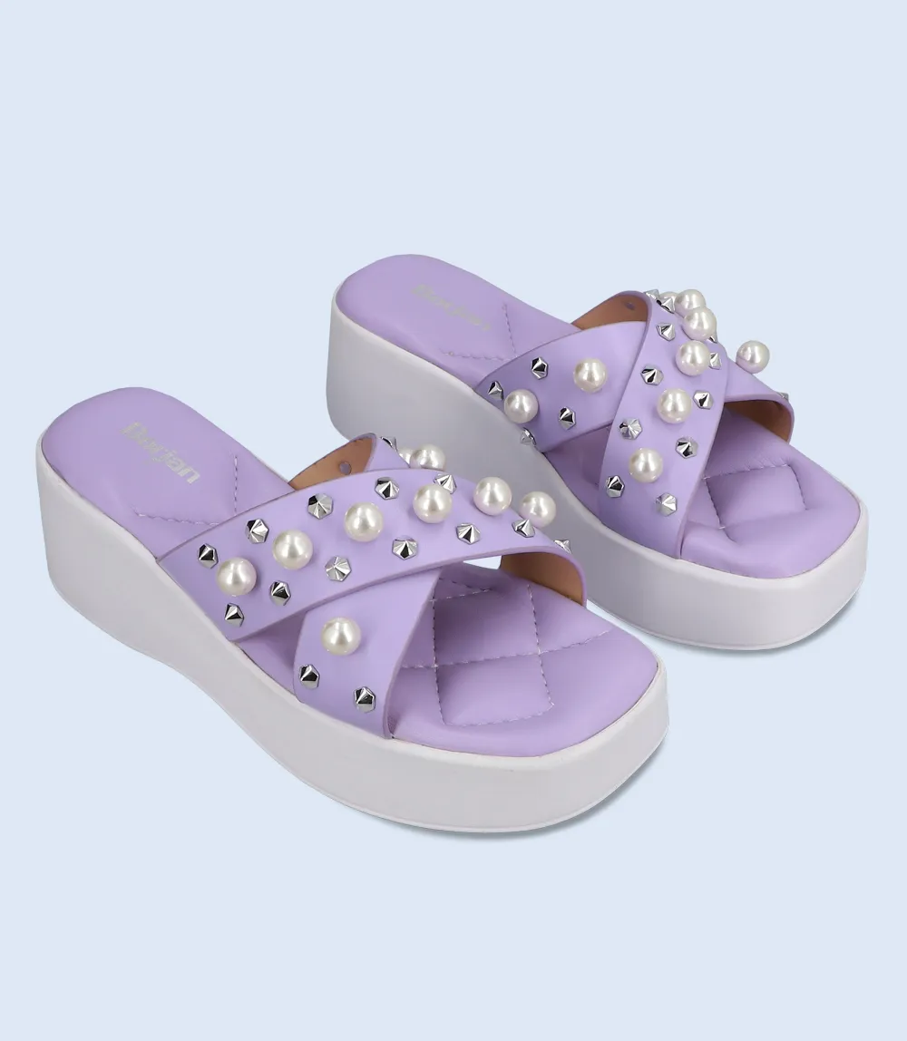 BW6321-LILAC-Women Platform Slipper