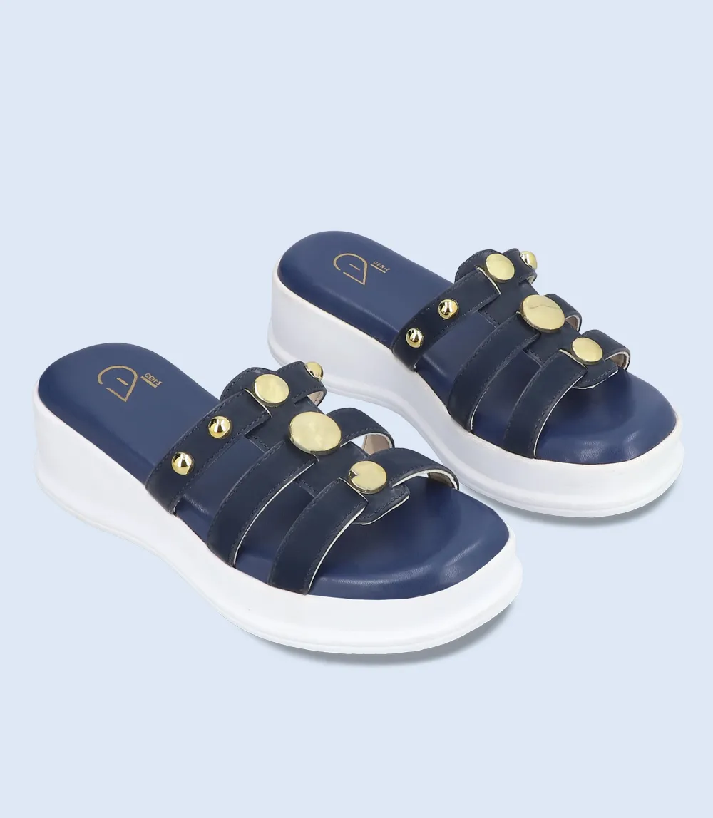 BW6348-NAVY-Women Platform Slipper