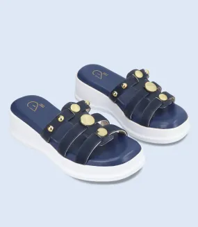 BW6348-NAVY-Women Platform Slipper