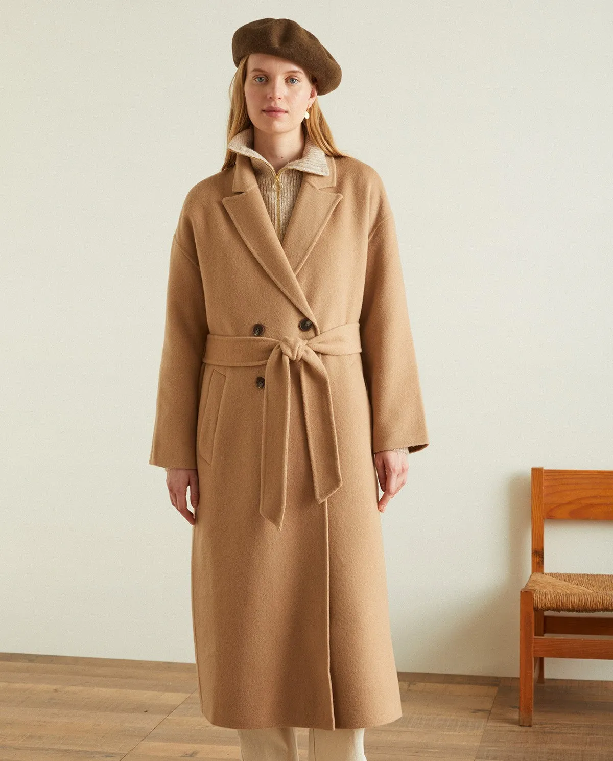 Camel handmade long coat by YERSE