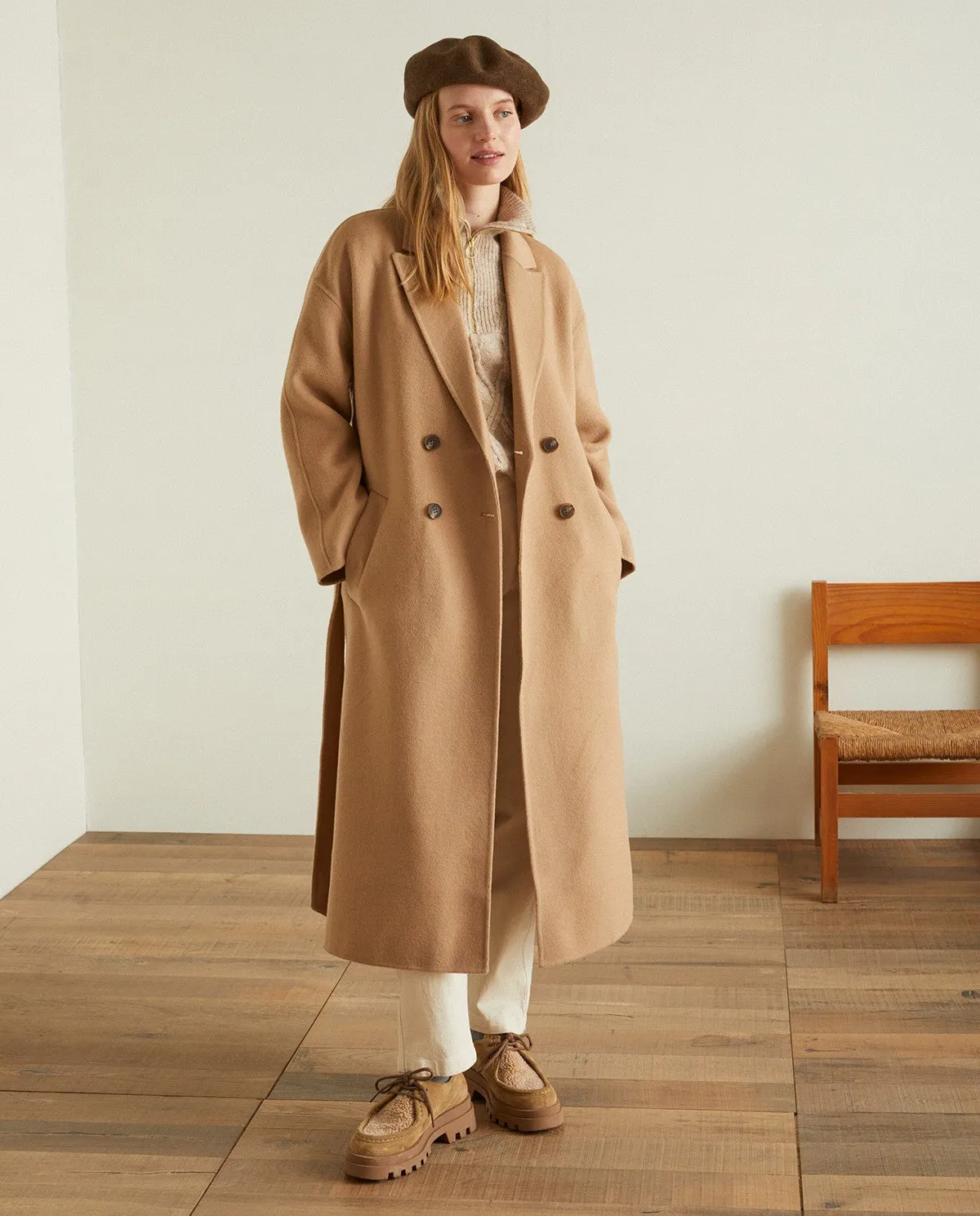 Camel handmade long coat by YERSE