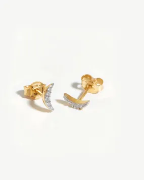 Celestial Pave Moon Stud Earrings | 18ct Gold Plated Vermeil/Cubic Zirconia