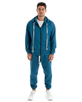 Completo Tuta Uomo Camoscio Felpa con Cappuccio e Zip Pantaloni con Coulisse Avio GIOSAL-OU2400A