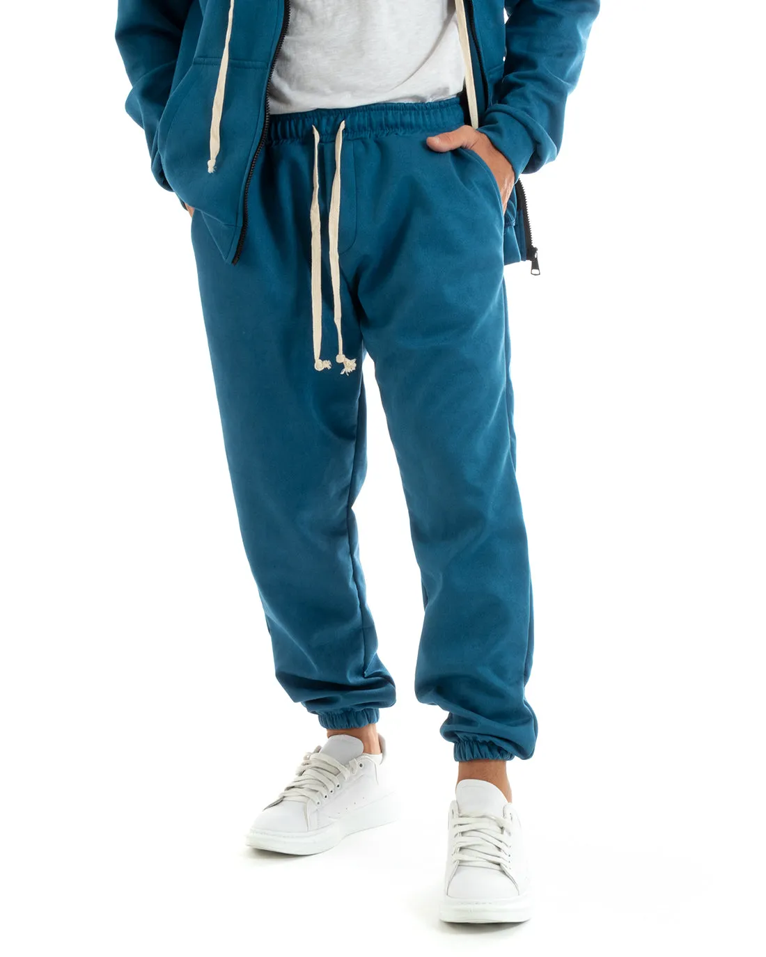 Completo Tuta Uomo Camoscio Felpa con Cappuccio e Zip Pantaloni con Coulisse Avio GIOSAL-OU2400A