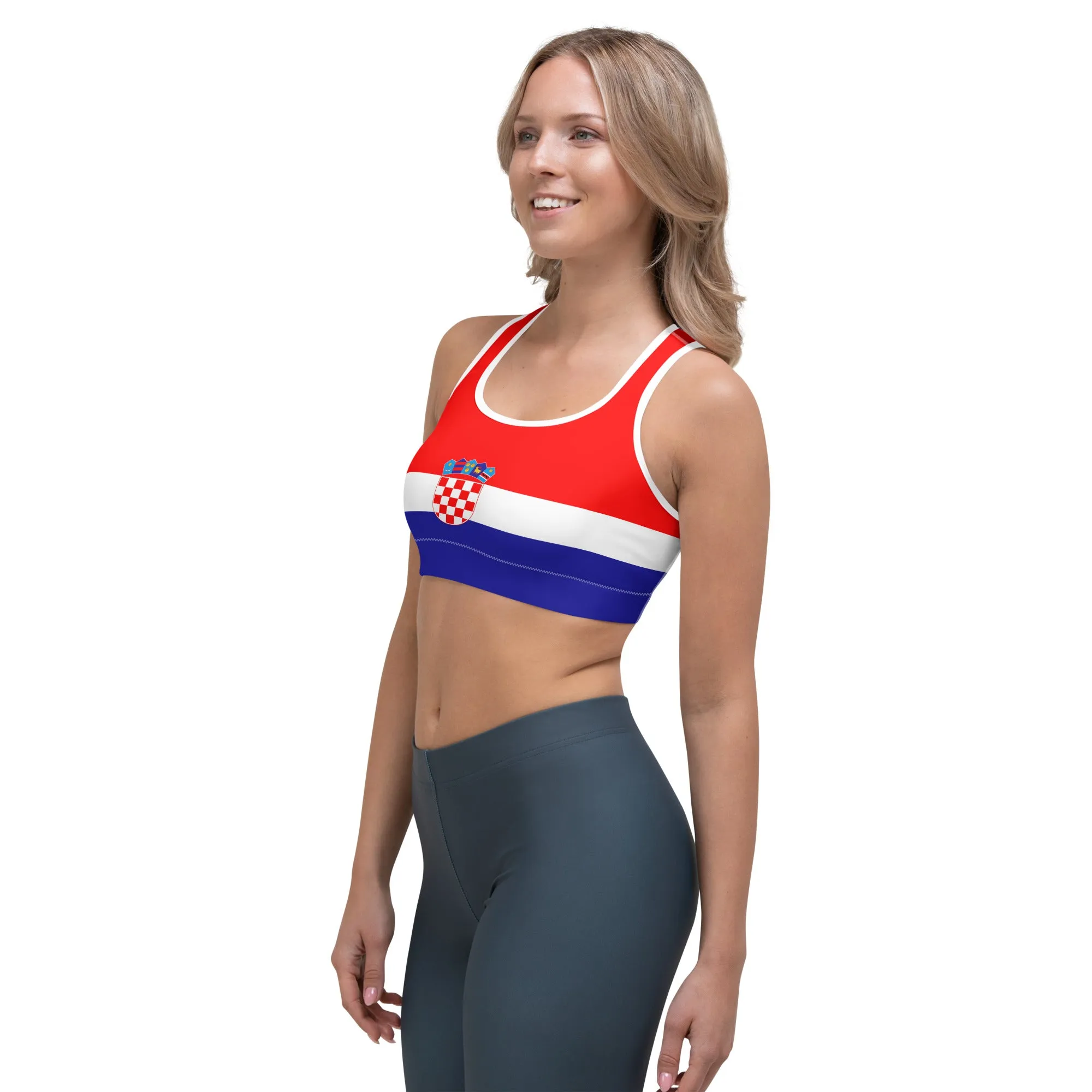 Croatia Sports Bra Printed With Croatian Flag Colors