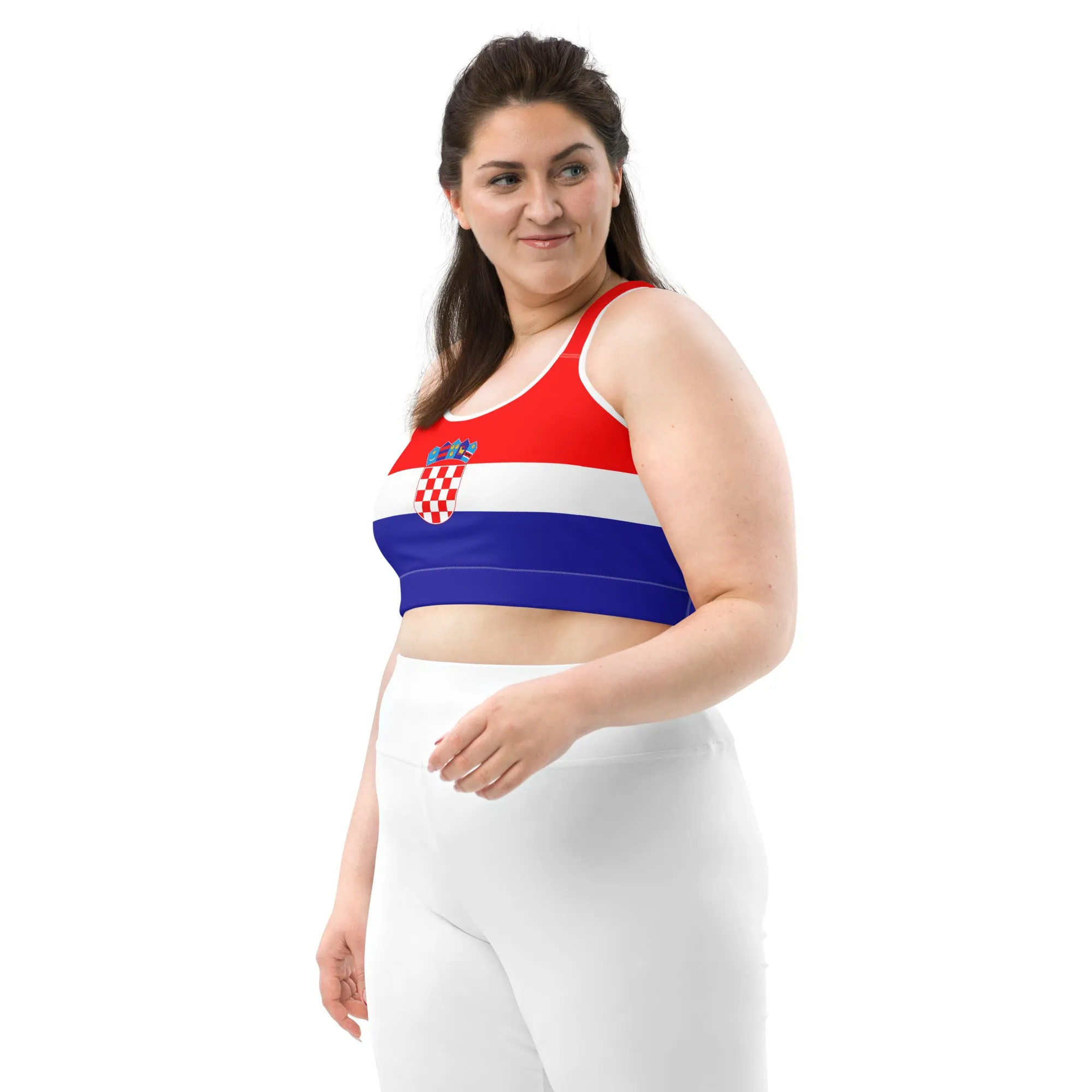 Croatia Sports Bra Printed With Croatian Flag Colors