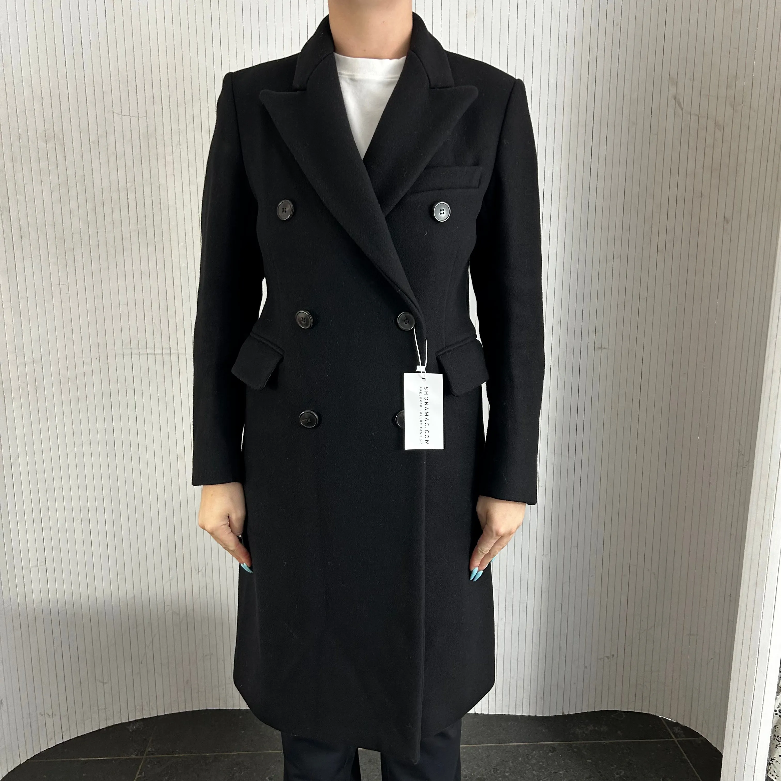 Dries Van Noten Black Wool Double Breasted Overcoat XS/S