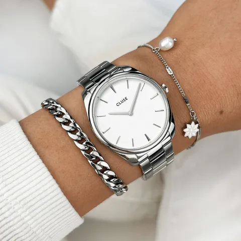 Essentielle Bracelet Daisy Pearl, Silver Colour