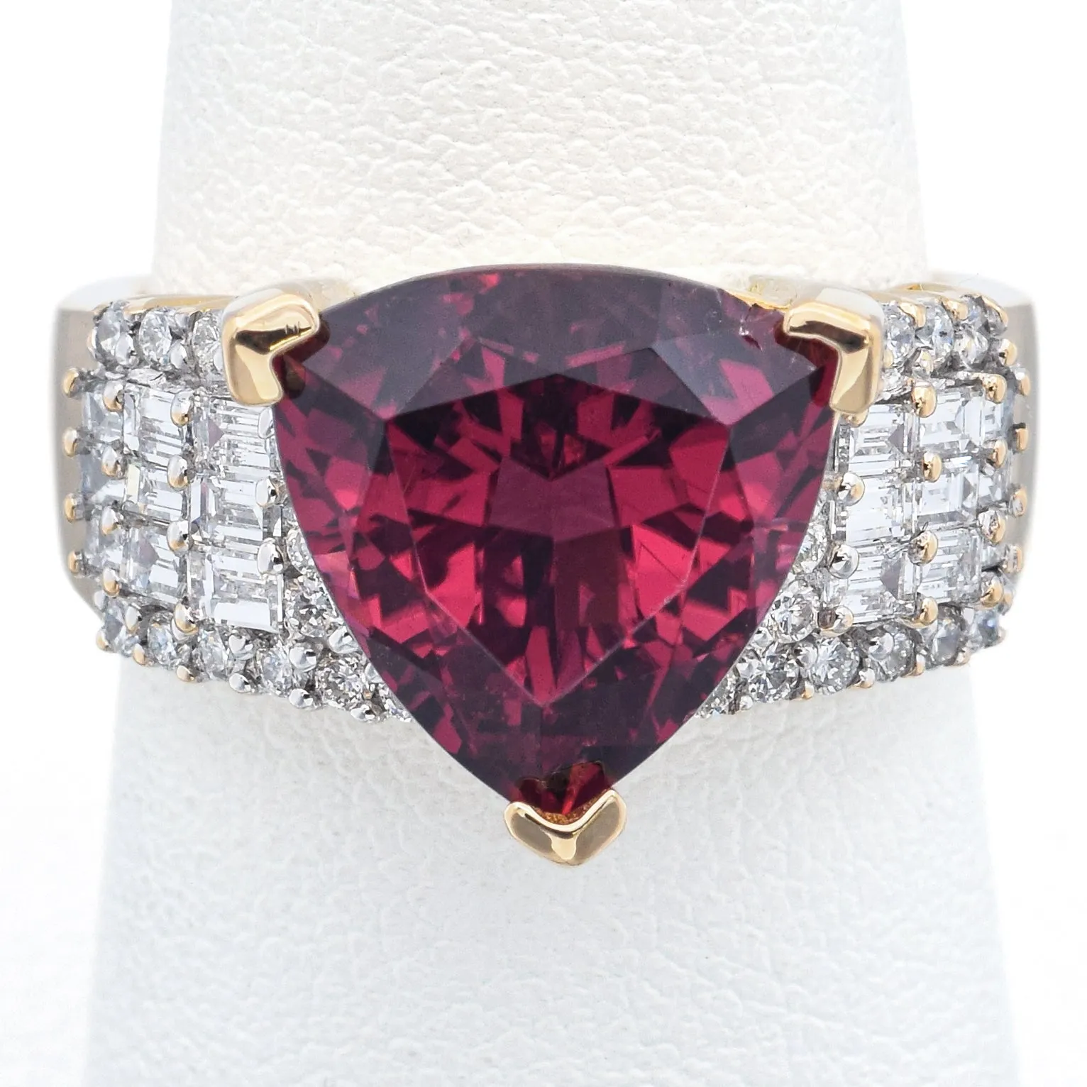 Estate 18K Yellow Gold 6.10 Ct Rubellite & 1.17 TCW Diamond Band Ring Size 8