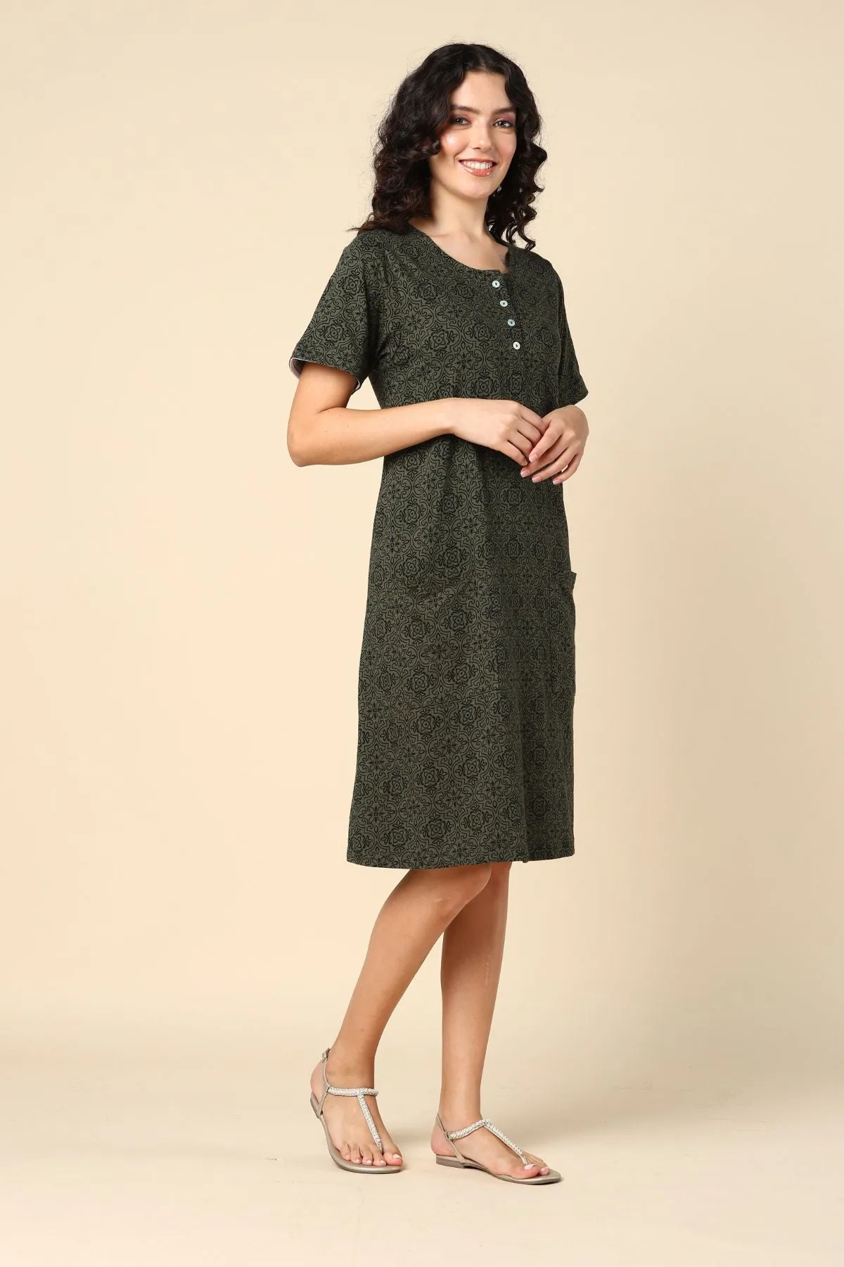 Forest Green Zipless Feeding Dress