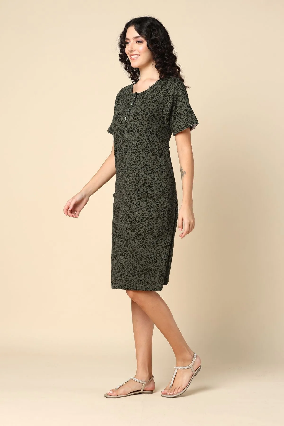 Forest Green Zipless Feeding Dress