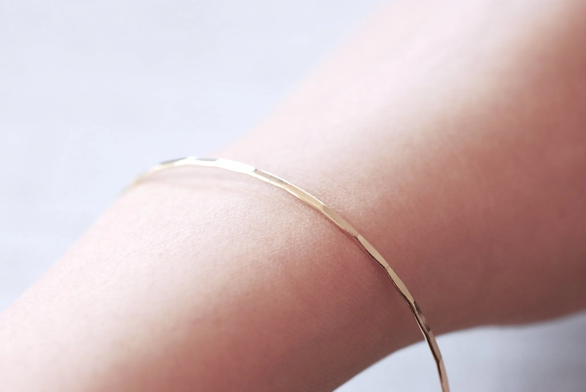 Gold Filled Hammered Bangle Bracelet Thin Simple Everyday Bracelet Jewelry Gold Minimalist Bangle Bracelet 14k Gold Filled Cuff GIFT