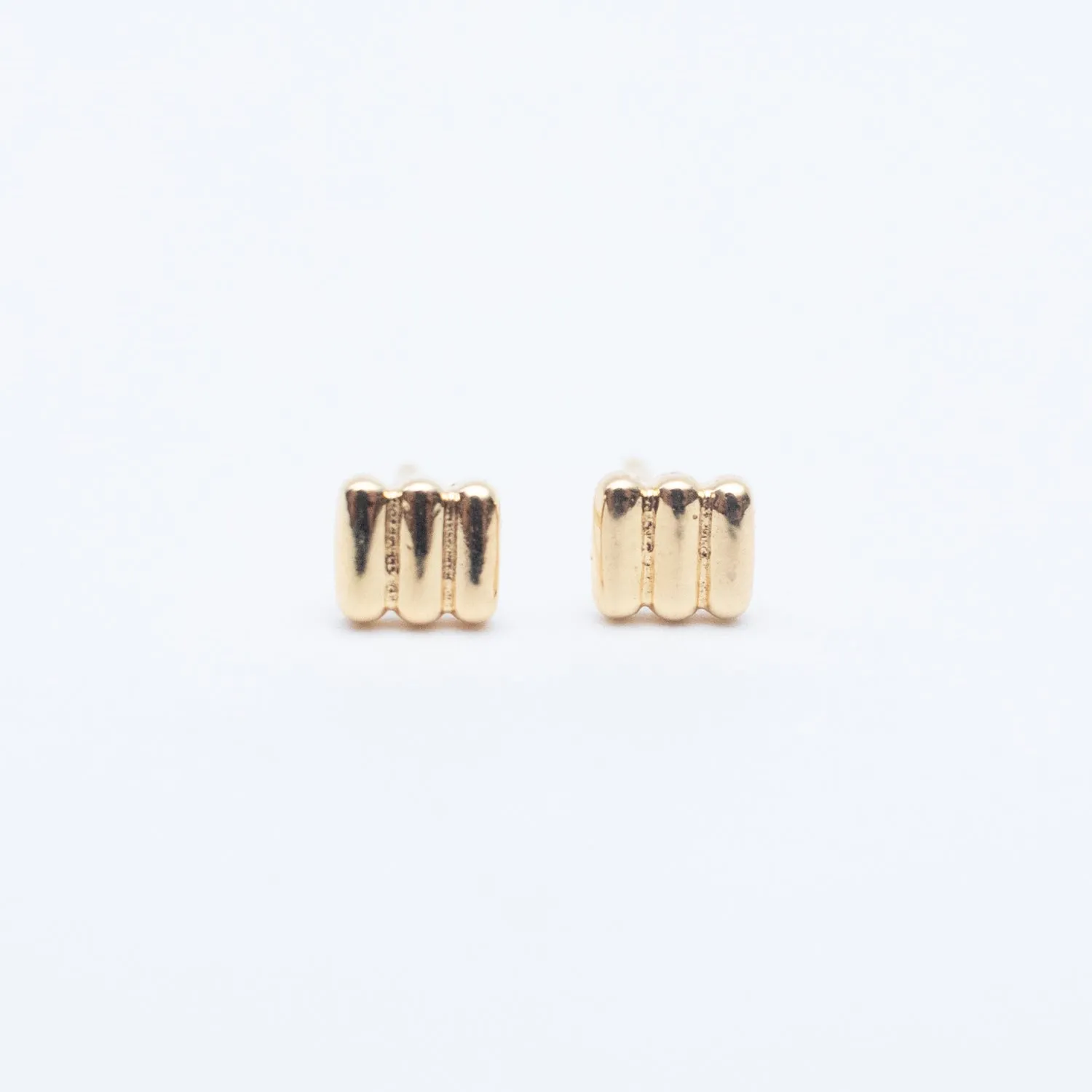 Gold Vermeil Ridged Square Studs