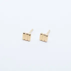 Gold Vermeil Ridged Square Studs