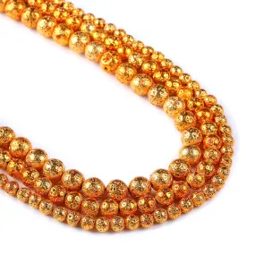 Golden yellow Lava Beads 6 8 10mm Volcanic Rock Beads Round Bead Gem beads 15 Full Strand 103039