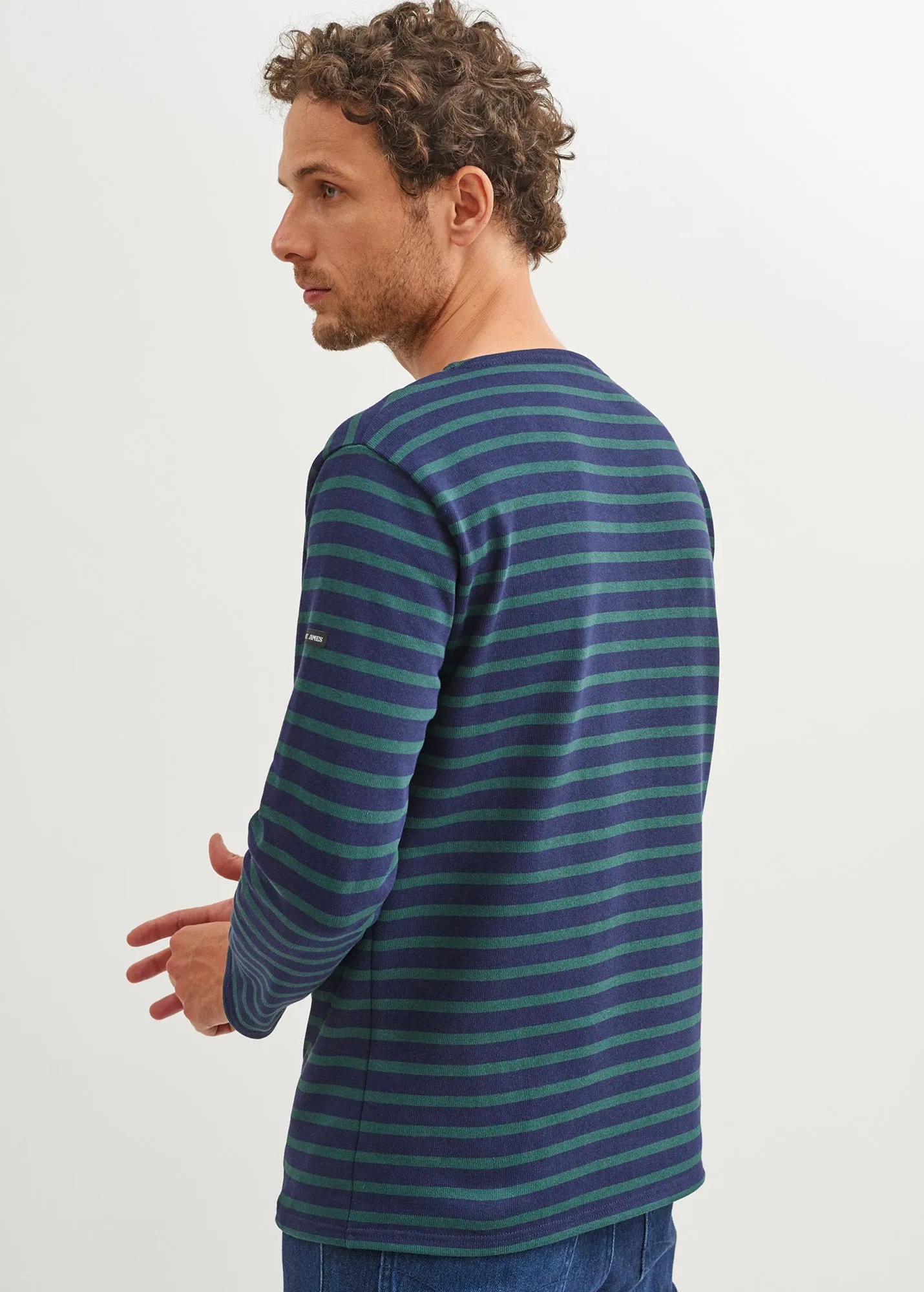 Guildo striped sailor shirt - boat neck, in thick cotton (NAVY/PIN)