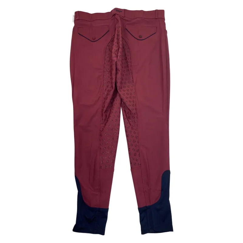 Halter Ego 'Perfection' Full Seat Breeches in Burgundy/Navy - Women's 35/36