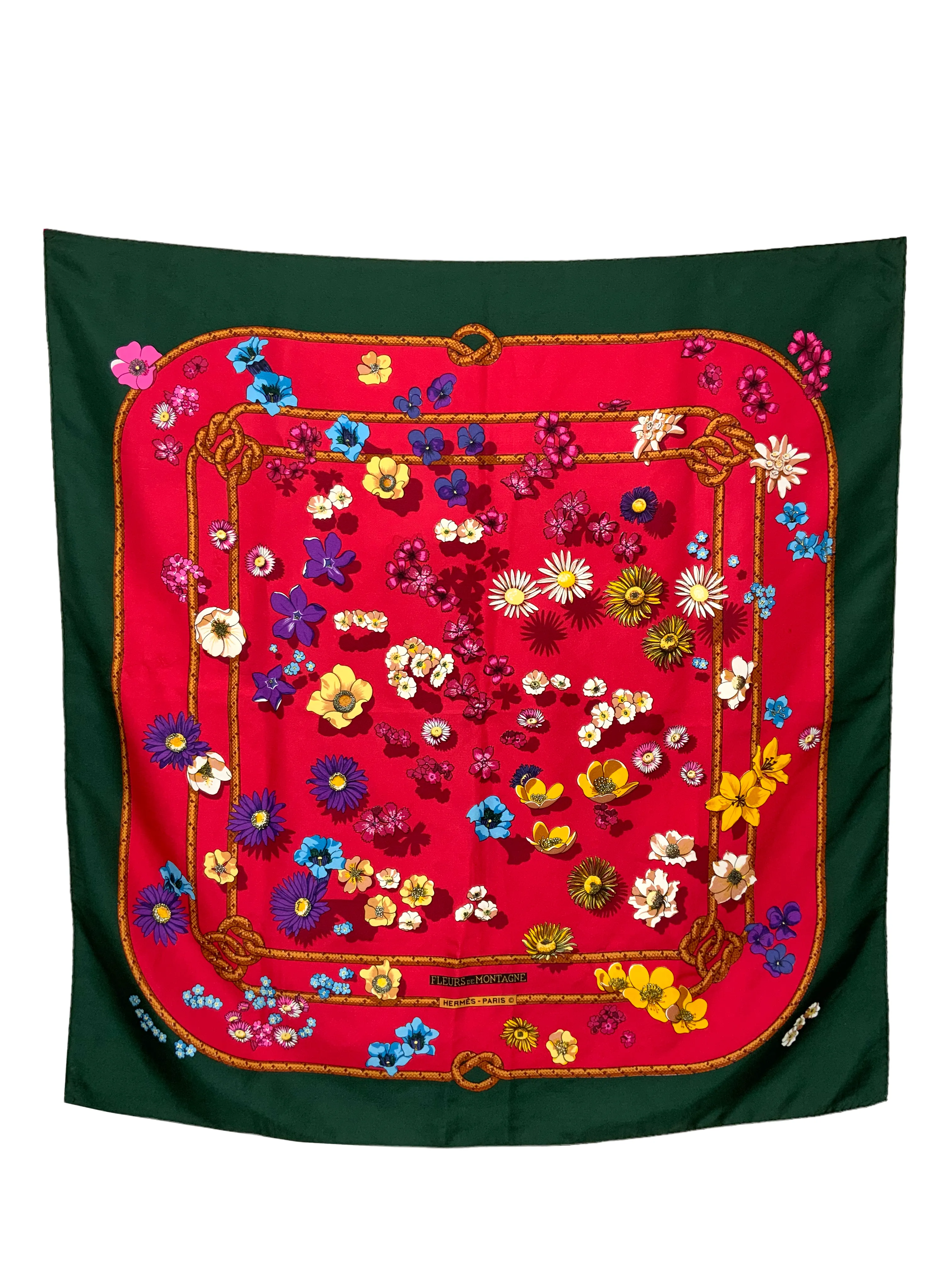 HERMES Fleurs De Montagne Silk Scarf 90