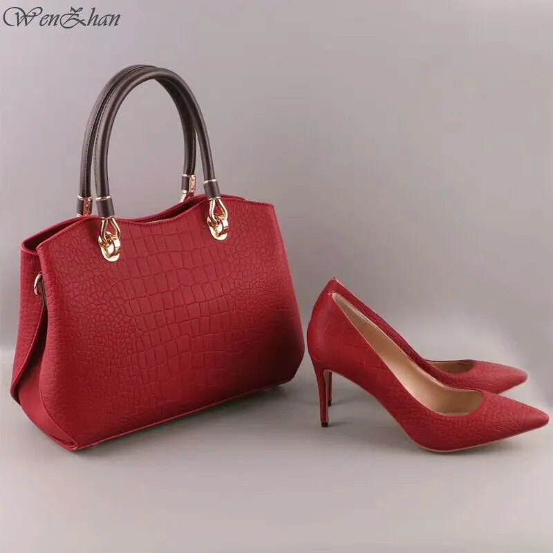 High Heels Women Sexy Pumps With Handbag Sets