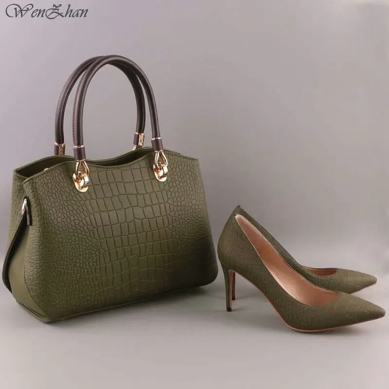 High Heels Women Sexy Pumps With Handbag Sets