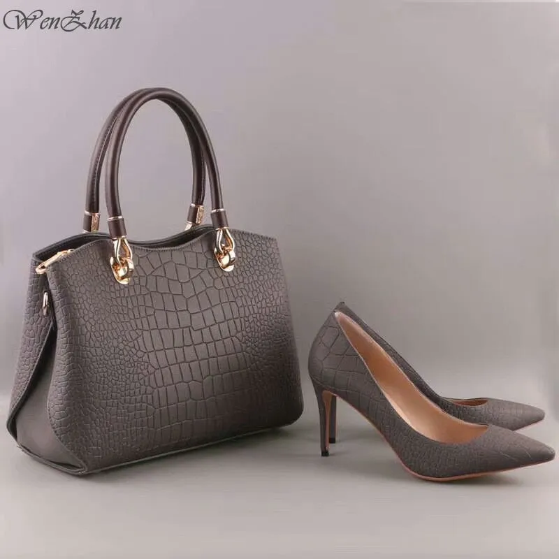 High Heels Women Sexy Pumps With Handbag Sets