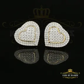 King of Bling's HIp Hop Yellow Sterling Silver Women's & Men 1.44ct Cubic Zirconia Heart Earring